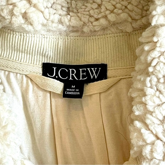 J.Crew Sherpa Fleece Pullover Women’s Medium Cream Half Zip Teddy Jacket Cozy - Picture 8 of 8